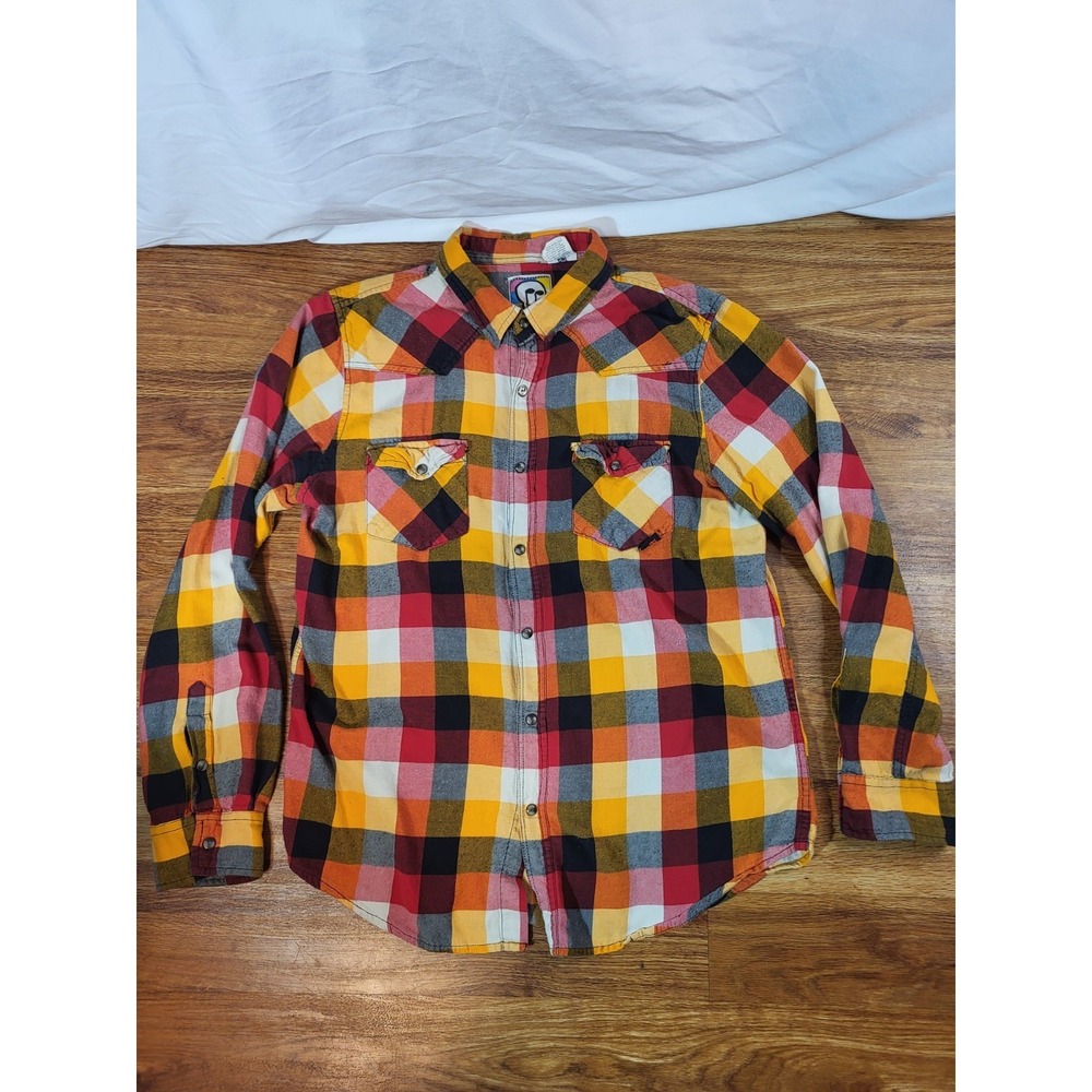 Mambo Shirt Mens‎ L Multicolor Plaid Flannel Snap Front Western Pockets Casual